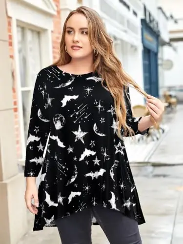 LARACE Womens Plus Size 3/4 Sleeve High Low Swing Tunic Tops | Flattering High-Low Hem, Lightweight & Comfortable, Perfect for Spring and Fall, Pairs with leggings, S-6X - LARACE (1)