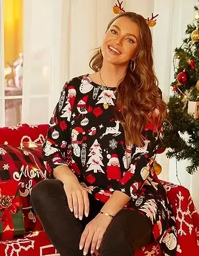 LARACE Womens Plus Size 3/4 Sleeve Loose Fit Flare Swing Tunic Tops Floral High Low Basic T Shirt - 5