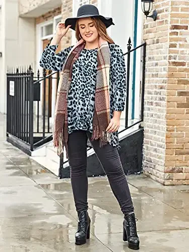 LARACE Womens Plus Size 3/4 Sleeve Loose Fit Flare Swing Tunic Tops Floral High Low Basic T Shirt - MODAZONE (1)