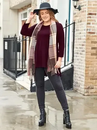 LARACE Womens Plus Size 3/4 Sleeve Loose Fit Flare Swing Tunic Tops Floral High Low Basic T Shirt - MODAZONE (1)