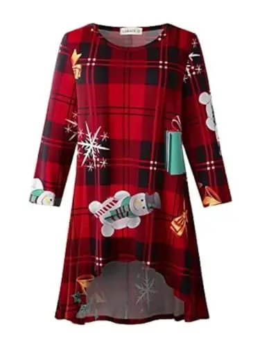 LARACE Womens Plus Size 3/4 Sleeve Loose Fit Flare Swing Tunic Tops Floral High Low Basic T Shirt - MODAZONE