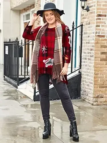 LARACE Womens Plus Size 3/4 Sleeve Loose Fit Flare Swing Tunic Tops Floral High Low Basic T Shirt - 3