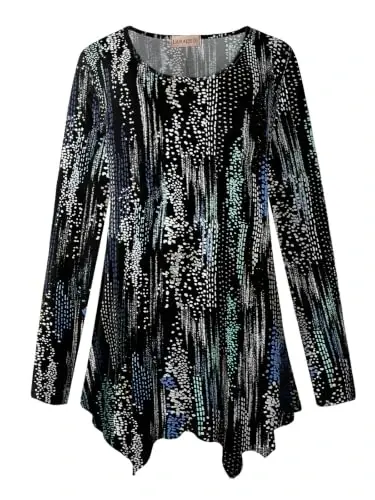 LARACE Womens Plus Size Long Sleeve Comfy Tunic Loose Fit Flowy Tops | plus size womens tunics for leggings, covers belly & hips, lightweight, stretchy, great for work, casual - 1