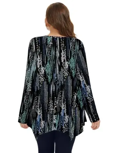LARACE Womens Plus Size Long Sleeve Comfy Tunic Loose Fit Flowy Tops | plus size womens tunics for leggings, covers belly & hips, lightweight, stretchy, great for work, casual - 3