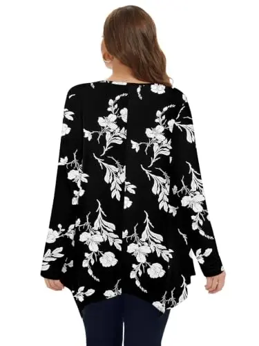 LARACE Womens Plus Size Long Sleeve Comfy Tunic Loose Fit Flowy Tops | plus size womens tunics for leggings, covers belly & hips, lightweight, stretchy, great for work, casual - 3