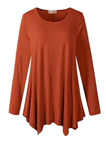 LARACE Womens Plus Size Long Sleeve Comfy Tunic Loose Fit Flowy Tops | plus size womens tunics for leggings, covers belly & hips, lightweight, stretchy, great for work, casual - 1