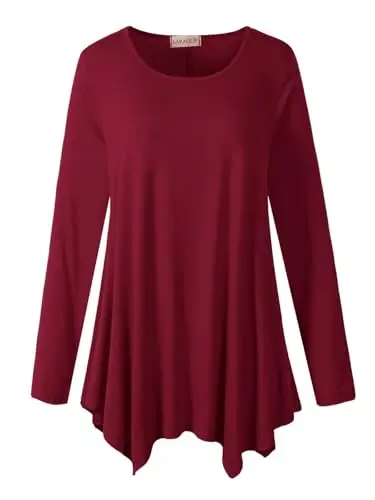 LARACE Womens Plus Size Long Sleeve Comfy Tunic Loose Fit Flowy Tops | plus size womens tunics for leggings, covers belly & hips, lightweight, stretchy, great for work, casual - 1
