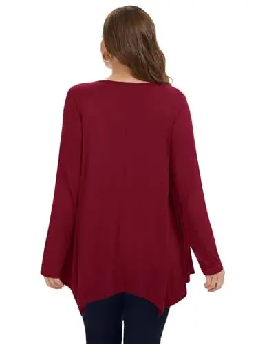 LARACE Womens Plus Size Long Sleeve Comfy Tunic Loose Fit Flowy Tops | plus size womens tunics for leggings, covers belly & hips, lightweight, stretchy, great for work, casual - 3