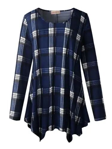 LARACE Womens Plus Size Long Sleeve Comfy Tunic Loose Fit Flowy Tops | plus size womens tunics for leggings, covers belly & hips, lightweight, stretchy, great for work, casual - LARACE