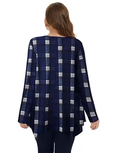 LARACE Womens Plus Size Long Sleeve Comfy Tunic Loose Fit Flowy Tops | plus size womens tunics for leggings, covers belly & hips, lightweight, stretchy, great for work, casual - 3