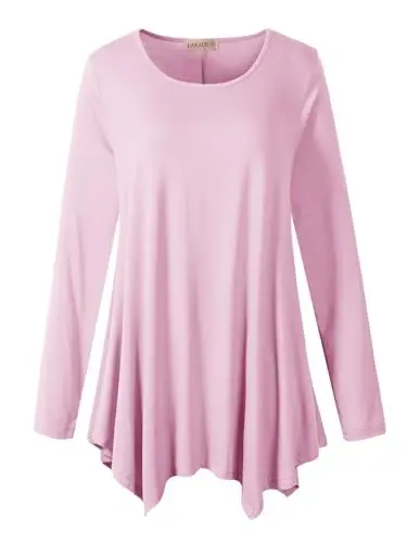 LARACE Womens Plus Size Long Sleeve Comfy Tunic Loose Fit Flowy Tops | plus size womens tunics for leggings, covers belly & hips, lightweight, stretchy, great for work, casual - 1