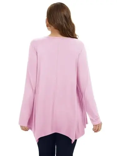 LARACE Womens Plus Size Long Sleeve Comfy Tunic Loose Fit Flowy Tops | plus size womens tunics for leggings, covers belly & hips, lightweight, stretchy, great for work, casual - 3