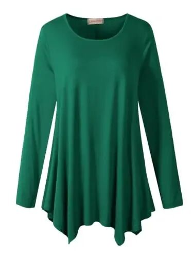 LARACE Womens Plus Size Long Sleeve Comfy Tunic Loose Fit Flowy Tops | plus size womens tunics for leggings, covers belly & hips, lightweight, stretchy, great for work, casual - 1