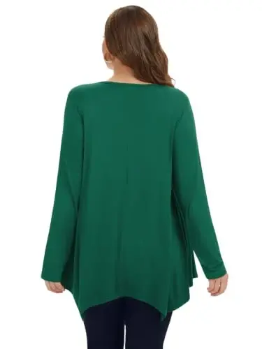 LARACE Womens Plus Size Long Sleeve Comfy Tunic Loose Fit Flowy Tops | plus size womens tunics for leggings, covers belly & hips, lightweight, stretchy, great for work, casual - 3