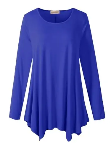 LARACE Womens Plus Size Long Sleeve Comfy Tunic Loose Fit Flowy Tops | plus size womens tunics for leggings, covers belly & hips, lightweight, stretchy, great for work, casual - 1