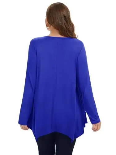 LARACE Womens Plus Size Long Sleeve Comfy Tunic Loose Fit Flowy Tops | plus size womens tunics for leggings, covers belly & hips, lightweight, stretchy, great for work, casual - 3