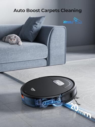 Laresar Clean Robot Süpürge ve Paspas Kombosu Max 4500 Pa Emiş Gücüne Sahip Robotik Süpürge, Otomatik Halı Desteği, Kendinden Şarj, Uygulama ve Uzaktan ve Sesli Kontrol, Evcil Hayvan Tüyleri ve Halılar İçin İdeal (Siyah) - 3