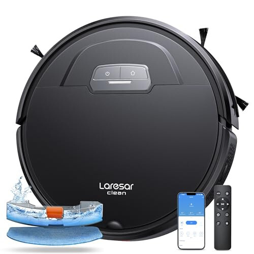 Laresar Clean Robot Vacuum and Mop Combo Max 4500Pa Suction Robotic Vacuum Cleaner with Auto Carpet Boost, Self-Charging, App&Remote&Voice Control, Ideal for Pet Hair and Carpets (Black) - 1