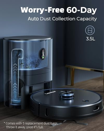 Laresar Robot Vacuum and Mop Combo, 3 in 1 Robotic Vacuum with 3.5L Self Emptying Station, Lidar Navigation, Smart App Control, for Pet Hair/Floors/Carpets, L6 Pro, Black - 3