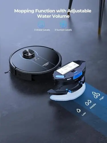 Robot Vacuum and Mop Combo, 5000Pa Robotic Vacuum with Self Emptying Dock for 60 Days, Smart Lidar Navigation Robot Vacuum Cleaner, Mapping, APP/Voice Control for Per Hair, Hard Floor and Carpet - 5