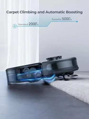 Robot Vacuum and Mop Combo, 5000Pa Robotic Vacuum with Self Emptying Dock for 60 Days, Smart Lidar Navigation Robot Vacuum Cleaner, Mapping, APP/Voice Control for Per Hair, Hard Floor and Carpet - 6