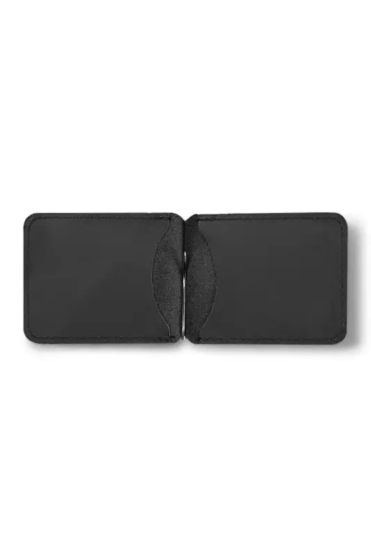 Larga - Genuine Leather Natural Money Clip Wallet-Black - 3