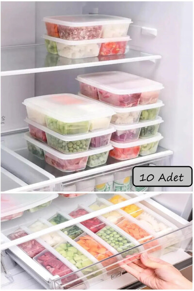 Large 10 Pack 4 Compartment Frozen Meal Food Storage Container - Freezer Mince Box - BAYEV