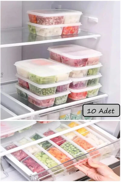 Large 10 Pack 4 Compartment Frozen Meal Food Storage Container - Freezer Mince Box - Modazone