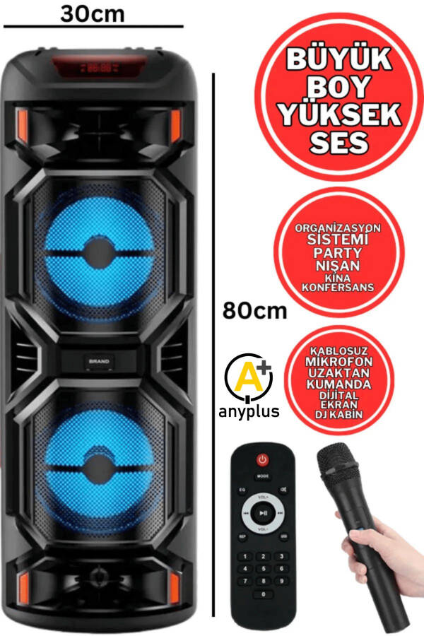 Large Bluetooth Karaoke Speaker with Wireless Microphone and Rechargeable Battery - 1
