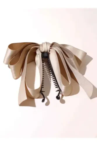 Large bow banana clip-cream - 1