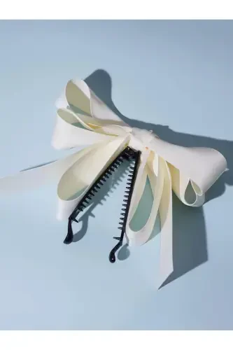 Large bow banana clip-ecru - 3