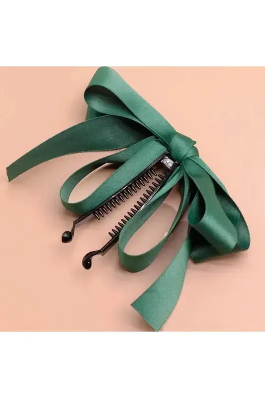 Large bow banana clip - Green - 1
