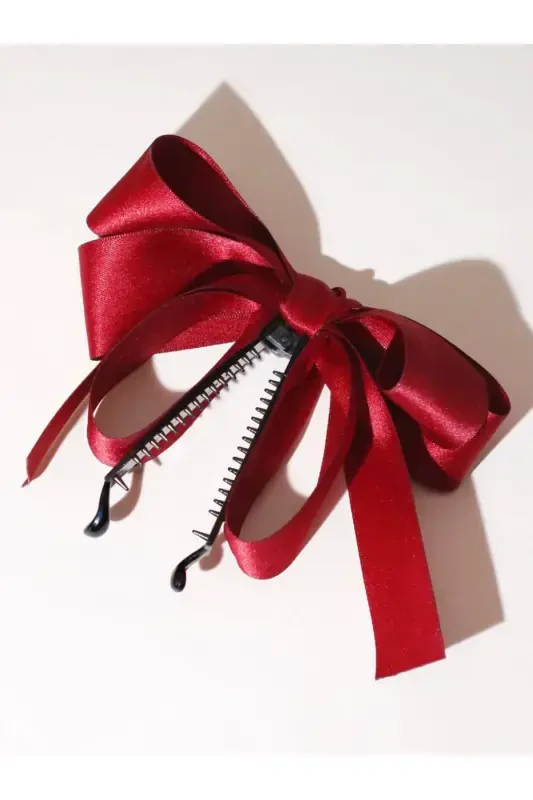 Large bow banana clip-Red - 1