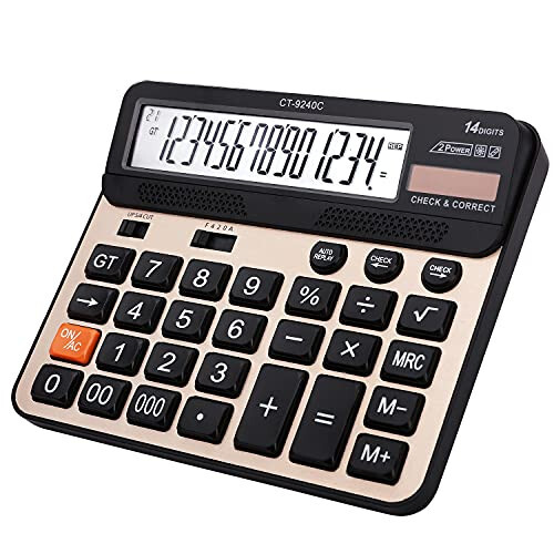 Large Button Calculator, Philley Large LCD Display 14 Digits Desktop Check&Correct Electronic Calculator (CT-9240C) - 1