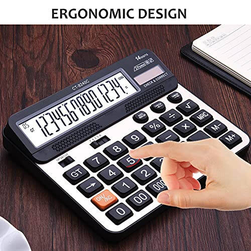 Large Button Calculator, Philley Large LCD Display 14 Digits Desktop Check&Correct Electronic Calculator (CT-9240C) - 4