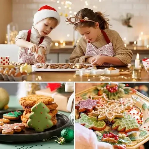 Large Christmas Cookie Cutters Set 6 Pcs, Kimfead Holiday Cookie Cutters - Gingerbread Man, Christmas Tree, Snowflake, Snowman and Santa Claus Cookies Mold - 4