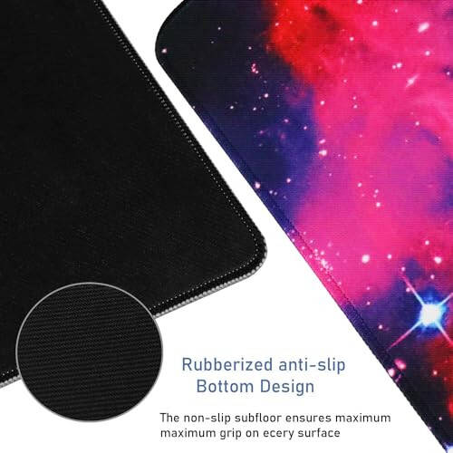 Large Extended Gaming Mouse Pad with Stitched Edges, (31.5X15.7In) Durable Non-Slip Natural Rubber Base, Waterproof Computer Keyboard Pad Mat for Esports Pros/Gamer/Desktop/Office/Home, Galactic Blue - 3