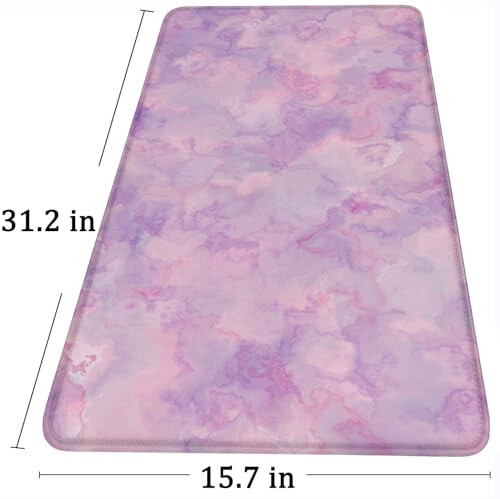 Large Extended Gaming Mouse Pad with Stitched Edges, (31.5X15.7In) Durable Non-Slip Natural Rubber Base, Waterproof Computer Keyboard Pad Mat for Esports Pros/Gamer/Desktop/Office/Home, Marble Purple - 6