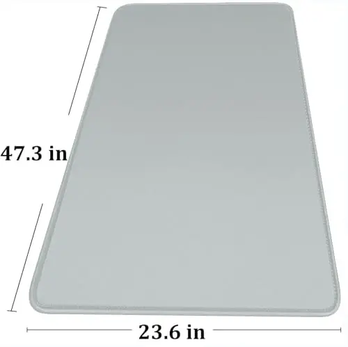 Large Extended Gaming Mouse Pad with Stitched Edges, 47.3 X 23.6 in Desk Pad Durable Non-Slip Natural Rubber Base, Waterproof Computer Keyboard Mat for Esports Pros, Gamer, Desktop, Grey - 6