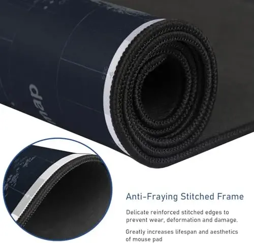 Large Extended Gaming Mouse Pad with Stitched Edges,(35.4X15.7In) Durable Non-Slip Natural Rubber Base, Waterproof Computer Keyboard Pad Mat for Esports Pros/Gamer/Desktop/Office/Home, Map - HSMIENK (1)