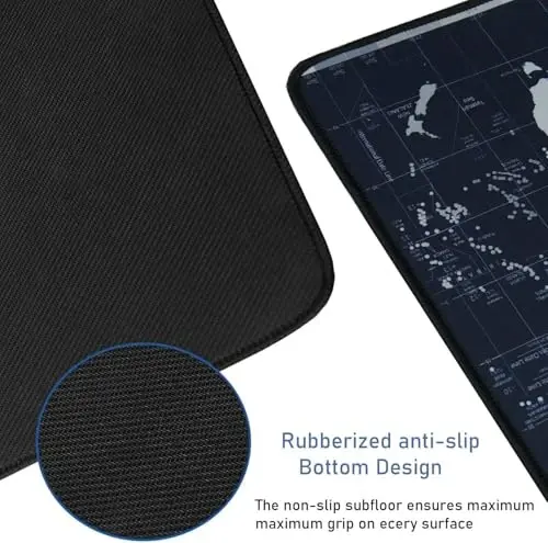 Large Extended Gaming Mouse Pad with Stitched Edges,(35.4X15.7In) Durable Non-Slip Natural Rubber Base, Waterproof Computer Keyboard Pad Mat for Esports Pros/Gamer/Desktop/Office/Home, Map - 3