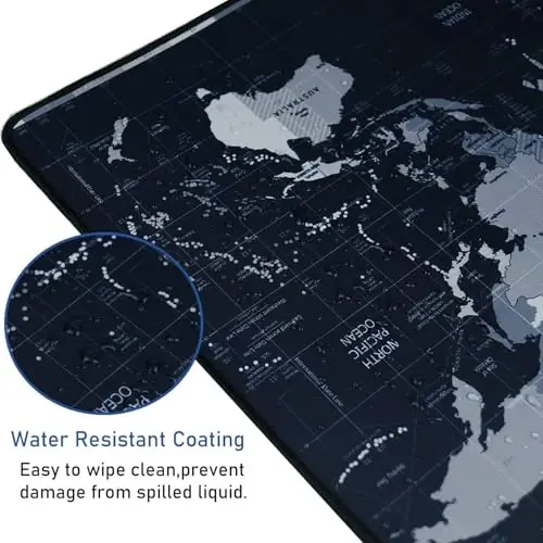 Large Extended Gaming Mouse Pad with Stitched Edges,(35.4X15.7In) Durable Non-Slip Natural Rubber Base, Waterproof Computer Keyboard Pad Mat for Esports Pros/Gamer/Desktop/Office/Home, Map - 4