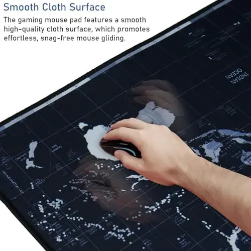 Large Extended Gaming Mouse Pad with Stitched Edges,(35.4X15.7In) Durable Non-Slip Natural Rubber Base, Waterproof Computer Keyboard Pad Mat for Esports Pros/Gamer/Desktop/Office/Home, Map - 5