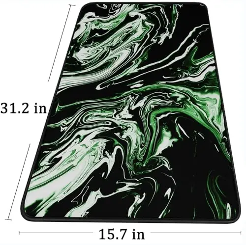 Large Extended Mouse Pad with Stitched Edges, Durable Non-Slip Natural Rubber Base, Waterproof Computer Keyboard Pad Mat for Esports Pros/Gamer/Desktop/Office/Home - Marble Green - 6