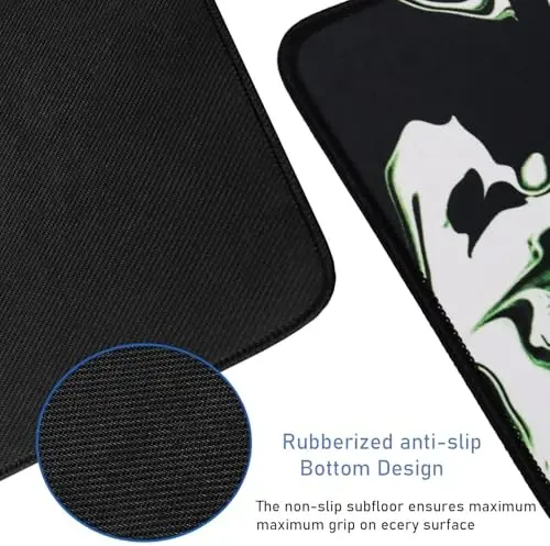 Large Extended Mouse Pad with Stitched Edges, Durable Non-Slip Natural Rubber Base, Waterproof Computer Keyboard Pad Mat for Esports Pros/Gamer/Desktop/Office/Home - Marble Green - 3
