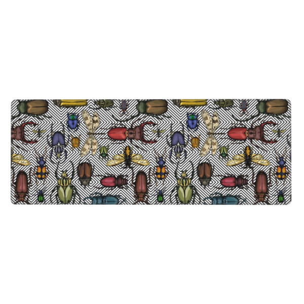 Large gaming mouse pad with bright insects pattern. Non-slip rubber base, stitched edges, thin pad (11.8x31.5 inch). - 10