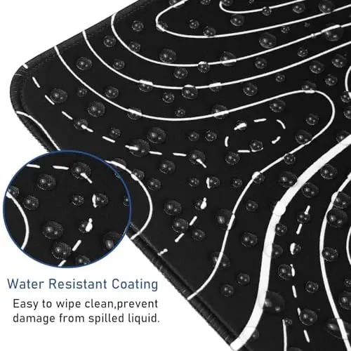 Large Gaming Mouse Pad with Stitched Edges, (31.5X15.7In) Durable Non-Slip Natural Rubber Base, Waterproof Computer Keyboard Pad Mat for Esports Pros, Gamer, Desktop, Office, Home, Terrain Black - 4