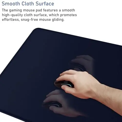 Large Gaming Mouse Pad with Stitched Edges, 47.3 X 23.6 in Desk Pad Durable Non-Slip Natural Rubber Base, Waterproof Computer Keyboard Mat for Esports Pros, Gamer, Desktop, Blue - 5