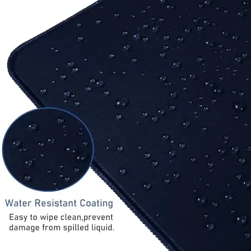Large Gaming Mouse Pad with Stitched Edges, 47.3 X 23.6 in Desk Pad Durable Non-Slip Natural Rubber Base, Waterproof Computer Keyboard Mat for Esports Pros, Gamer, Desktop, Blue - 4