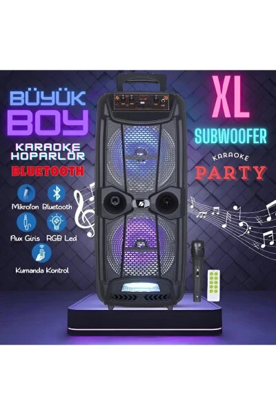 Large Karaoke Speaker with Microphone Bluetooth Speaker Extra Bass-Tweeter Subwoofer Sound Bomb - NEXTBUY (1)